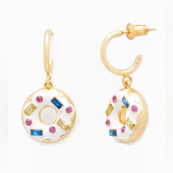 Kate Spade Coffee Break Donut Huggies ✨ Earrings | dainty fun dangle - Picture 9 of 9